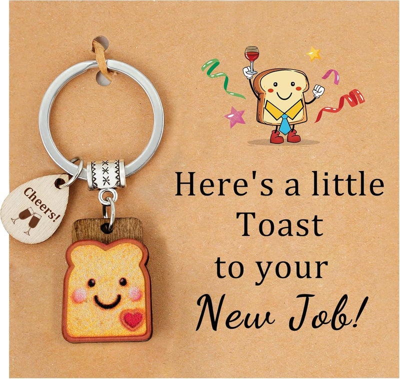 PEALICIOUS New Beginnings Gifts for Girls Toast Keychain, Galentines Day Gifts for Best Friend Love/Engagement/Housewarming/Birthday Present as Her Valentines Keychains for Couple Coworker Sister - Image 1